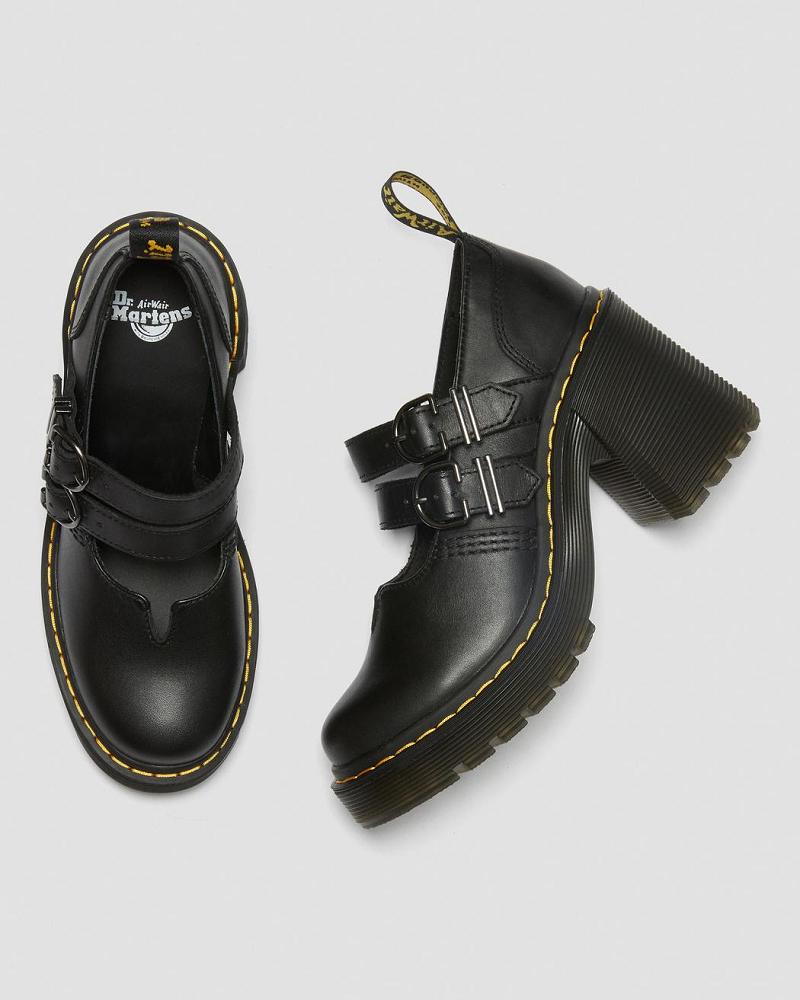 Women's Dr Martens Eviee Sendal Leather Heeled Mary Jane Shoes Black | AU 335HAP